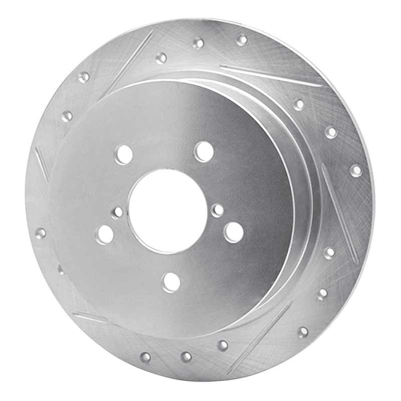 Subaru Outback Brake Rotor (1) - Rear Left - R1 Concepts - Drilled & Slotted - Silver - `05-`09